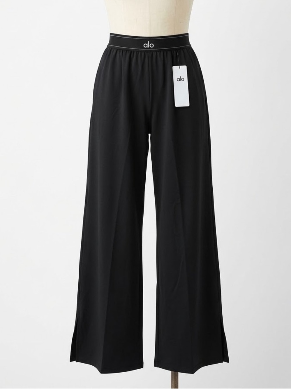 NWT ALO Authentic Yoga Black Wide-Leg Suit Up Trouser Pants Large